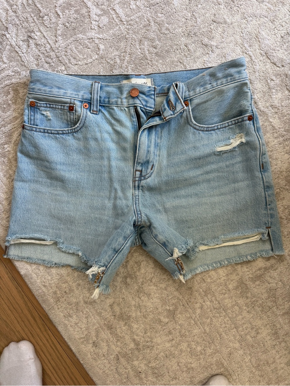 Madewell Light Blue Distressed Denim Cutoff Shorts